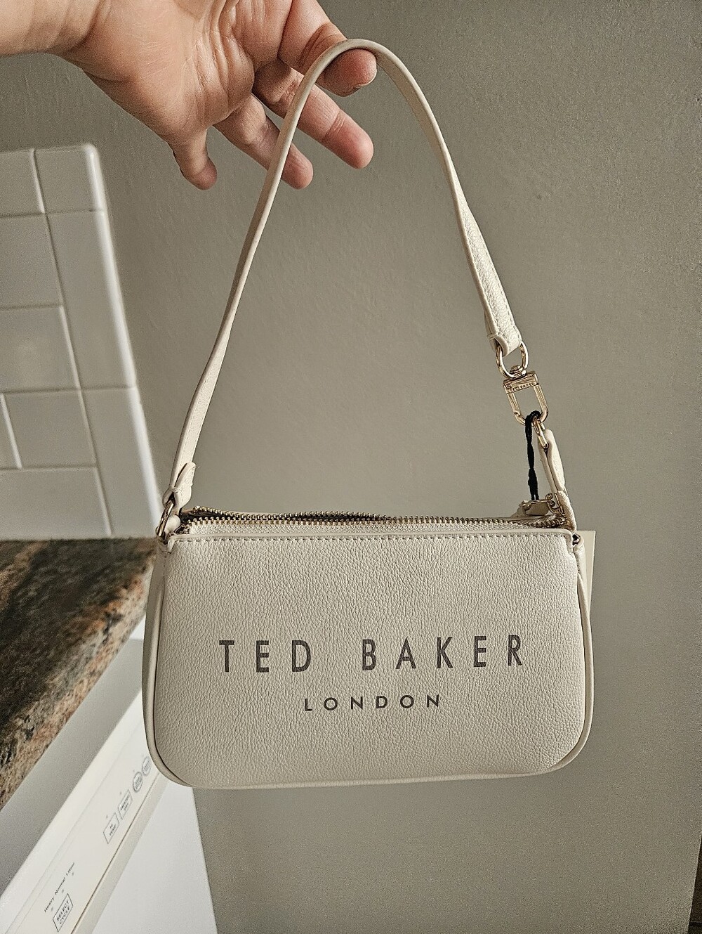 Ted Baker Cream Shoulder Bag with Black Logo